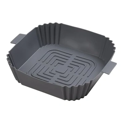 Afbeelding van Chef Aid Vierkante voering voor airfryer, afmetingen 19 cm x 18 5 met geribbelde basis een betere luchtcirculatie, anti aanbakquailites helpen plakken te voorkomen en