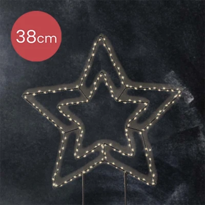 Afbeelding van Metalen prik kerstster met 180 LED lampjes voor buiten 38cm