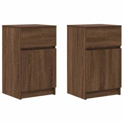 Afbeelding van vidaXL Nachtkastjes 2 st 39x35x65 cm bewerkt hout bruin eikenkleur