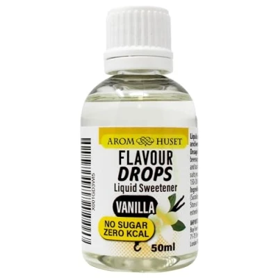 Afbeelding van Flavour Drops Vanille zonder suiker, 50 ml, calorievrije smaakdruppels, vloeibaar aroma, smaakverbetering, aromadruppels, voor koken, bakken en mengen, lactosevrij, glutenvrij veganistisch