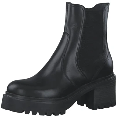 Afbeelding van Tamaris Korte laarzen, Dames, Maat: 40, Black leather Leer en textiel