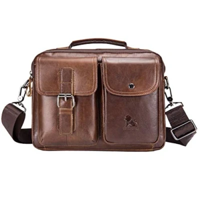 Afbeelding van Leren schoudertas Koerierstas Handtas voor heren Reizen Zakelijk Crossbody rugzak Portemonnee Telefoonzakje Dagrugzak bruin