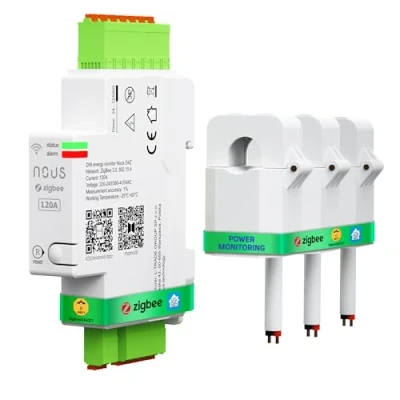 Afbeelding van NOUS D4Z ZigBee Smart stroommeter DIN 120 A, energieverbruiksmonitor, compatibel met Alexa en Google Home, railmontage, real time bewaking