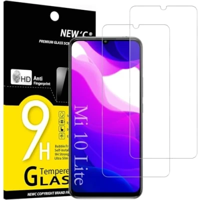 Afbeelding van NEW&#039;C Displaybeschermfolie van gehard glas voor Xiaomi Mi 10 Lite (6,57&quot;), krasbestendig, extreem robuust (0,33 mm HD ultra transparant), hardheid 9H, 2 stuks