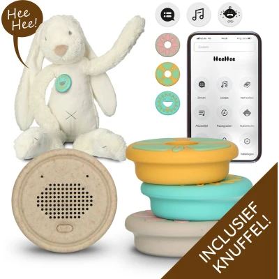 Afbeelding van Alecto Baby HeeHee + knuffelkonijn Babbel button, maak van je knuffel een interactief vriendje