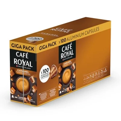 Afbeelding van Café Royal Gearomatiseerde karamel 100 kopjes voor Nespresso koffiemachine Rainforest Alliance gecertificeerde koffiekapsel van aluminium