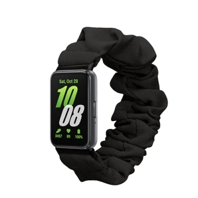Afbeelding van kwmobile elastisch bandje voor smartwatch geschikt Samsung Galaxy Fit 3 Horlogebandje van katoen In zwart