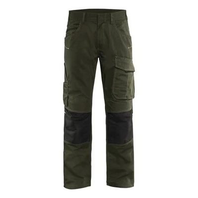 Image de Pantalon services stretch vert olive/noir, détails réfléchissants