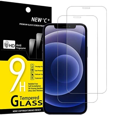Afbeelding van NEW&#039;C Display beschermfolie gemaakt van gehard glas voor iPhone 12 Pro (5.4), krasbestendig, zonder luchtbellen, extreem robuust (0,33 mm HD ultra transparant), hardheid 9H, 2 stuks