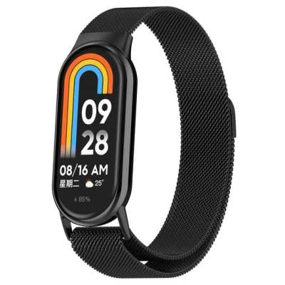 Afbeelding van Milanese band Zwart Xiaomi Smart 8 RVS