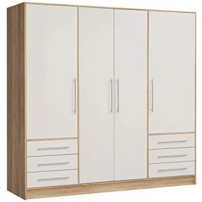Afbeelding van JUPITER Spaanplaatkast in wit en eiken eigentijdse stijl L 206,5 cm