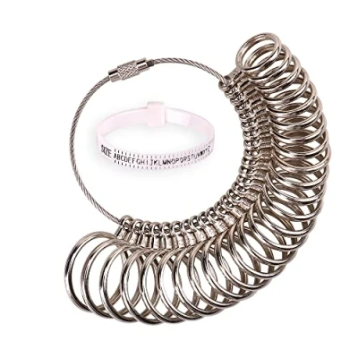 Afbeelding van H&amp;S Ring Sizer Gauge Set Metalen Vinger Meten Maat UK A Z Vrouwen Mannen