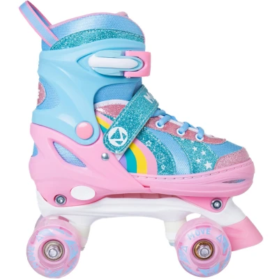Afbeelding van Rolschaatsen Move Quad Rainbow adjustable L 34 37 wit roze blauw lichtgevende wielen verstelbaar maat tot