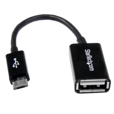 Afbeelding van StarTech.com 12 cm Micro USB naar Host OTG adapterkabel On The Go Adapter Mannelijk/Vrouwelijk Zwart (UUSBOTG)