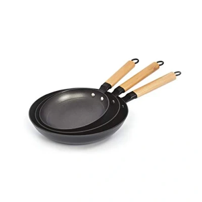 Afbeelding van Qulinart by Brandt, Ultralichte gietijzeren pan met honingraatantiaanbaklaag, set van 20, 24 en 28 cm, voor alle warmtebronnen, inclusief inductie, PFOA vrij, warmt gelijkmatig snel op