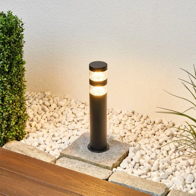 Afbeelding van Lindby LED buitenlamp 1licht roestvrij staal, kunststof H: 40 cm zwart, transparant Inclusief lichtbron