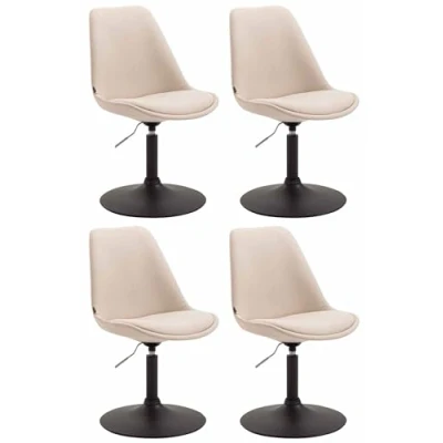 Afbeelding van CLP Maverick Set van 4 Eetkamerstoelen Stof creme zwart