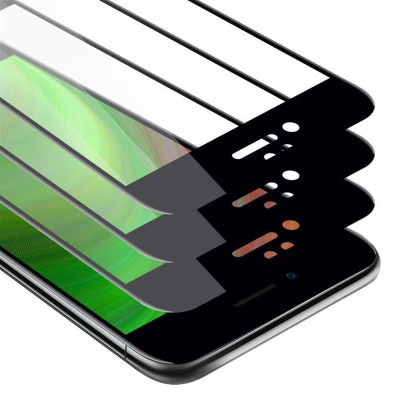 Afbeelding van Cadorabo 3x Screenprotector geschikt voor Apple iPhone 7 / 7S 8 SE 2020 Volledig scherm pantserfolie Beschermfolie in TRANSPARANT met ZWART Getemperd (Tempered) Display beschermend glas 9H hardheid 3D Touch