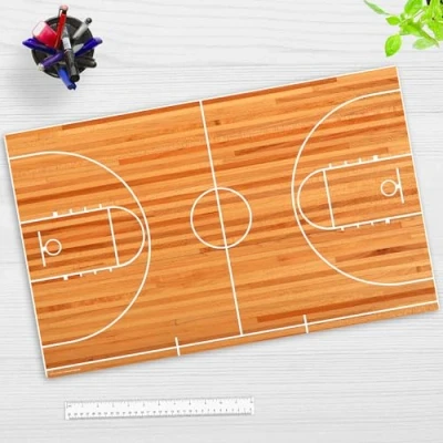 Afbeelding van Bureau onderlegger voor kinderen en volwassenen, &quot;Basketball Court&quot;, van hoogwaardig, duurzaam vinyl (BPA vrij), 64 x 40 cm, Made in Germany