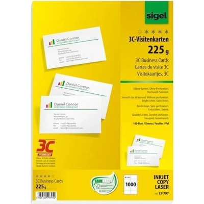 Afbeelding van Visitekaart Sigel 85x55mm wit 225grs doos 100 vel 10 kaarten