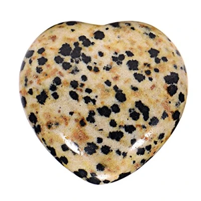 Afbeelding van Morella Edelstenen in hartvorm Dalmatische jaspis geluksbrenger beschermengel om overal mee naartoe te nemen, 3 cm fluwelen zakje