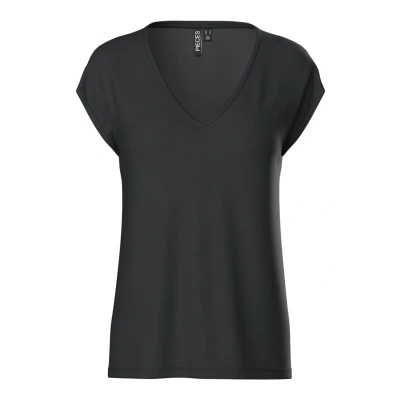 Afbeelding van PIECES Tshirt Effen Zwart dessin L