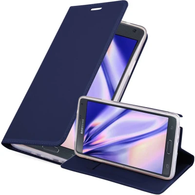Afbeelding van Cadorabo Hoesje geschikt voor Samsung Galaxy NOTE 4 in CLASSY DONKER BLAUW Beschermhoes met magnetische sluiting, standfunctie en kaartvakje Book Case Cover Etui