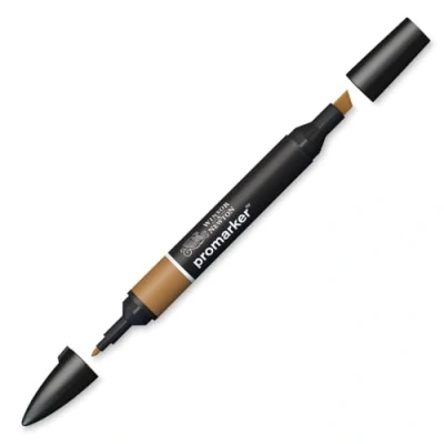 Afbeelding van Winsor &amp; Newton ProMarker 0203635 professionele lay outmarker, 2 punten, dun en breed voor tekeningen, design out, hazelnoot