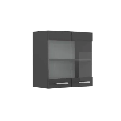 Afbeelding van Vicco Glazen keukenkast R Line, Antraciet Hoogglans/Antraciet, 60 cm