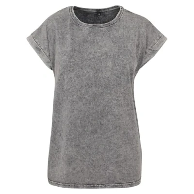 Afbeelding van Damesshirt &#039;Washed Extended Shoulder T&#039; Grey Black L