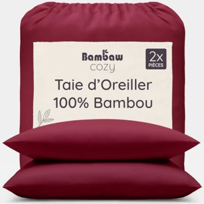 Afbeelding van Bamboe Kussenslopen 2 stuks Eco Kussensloop 65x65cm Bourgondy Luxe Beddengoed Hypoallergeen Puur viscose rayon Ultra ademende Stof Bambaw