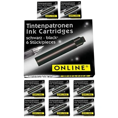 Afbeelding van ONLINE cartouches d&#039;encre standard dans un pack économique, encre universelle compatible avec tous les stylos plume standard, de rechange pour et roller, couleur noire