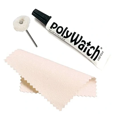 Afbeelding van Polywatch Reinigingsset voor horloges van kunststof, 5 ml polijstbuis horloges, inclusief touw en polijstdoek, horloge krasbestendige polijstset spiegelafwerking