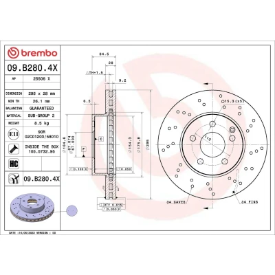 Afbeelding van Brembo Remschijven 09.B280.4X