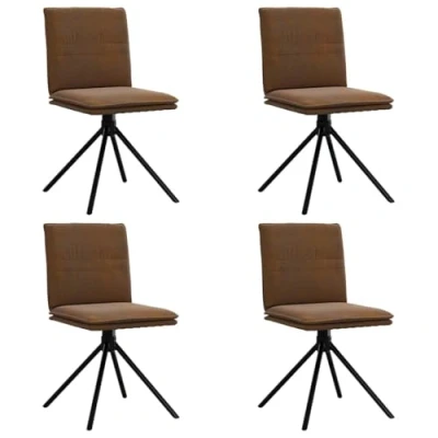 Afbeelding van vidaXL Eetkamerstoelen 4 st kunstsuède bruin