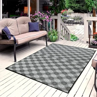 Afbeelding van ARSUK Outdoordeken, Picknick Stranddeken Patio&#039;s Dek Tuinmat Indoor Tapijten Camping Tenttapijt Plastic Omkeerbare Matten, 180x120cm