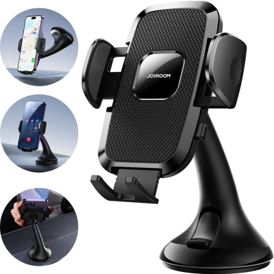 Afbeelding van Joyroom Mechanische Autohouder Universeel Voor Telefoon Op Dashboard En Raam Zwart