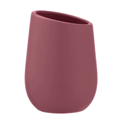 Image de WENKO gobelet pour brosses à dents Badi, en céramique surface mate, le rangement de et du dentifrice, idéal la salle bain, Ø 8 x 11 cm, rose ancien