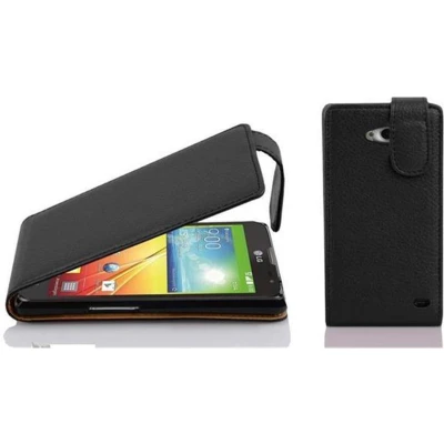 Afbeelding van Cadorabo Hoesje geschikt voor LG L90 (1. SIM) in ZWARTE OXIDE Beschermhoes flip design Case Cover van getextureerd imitatieleer