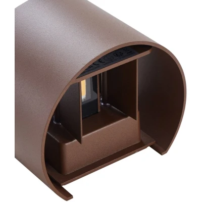 Afbeelding van Lindby LED buitenwandlamp Nivar, rond, roestbruin, metaal