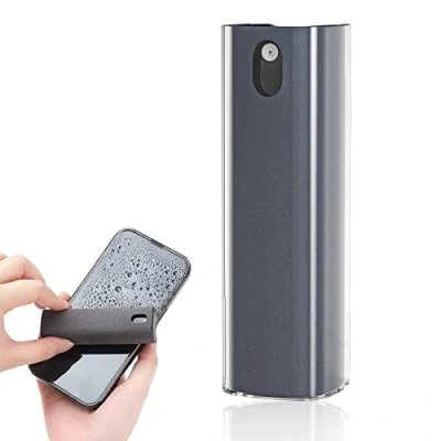 Image de Alyvisun Kit de nettoyage portable 3 en 1 avec chiffon microfibre et bouteille pulvérisation pour mobile/ordinateur/TV/écran voiture (liquide non inclus), gris foncé