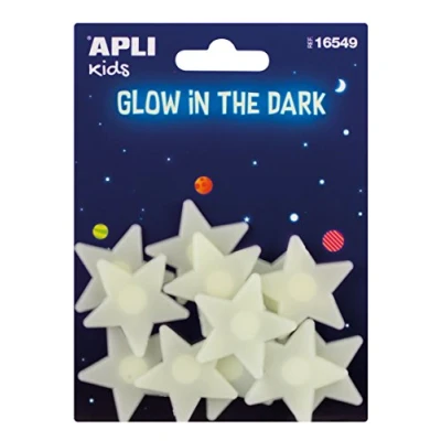 Afbeelding van APLI Kids Stickers Glow In The Dark Kleine Ster 12 stuks.