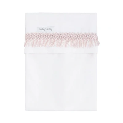 Afbeelding van Baby&#039;s Only Wieglaken gebreide bies Happiness Oud Roze/Ecru 80x100 cm