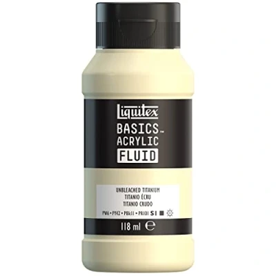 Afbeelding van Liquitex Basics Fluid Acrylverf met vloeibare consistentie, sneldrogend, lichtecht, waterdicht, op waterbasis, 118 ml, titanium ecru