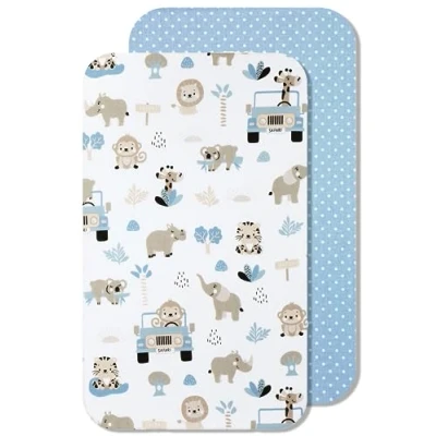 Afbeelding van Lovely Hippo Cododo hoeslaken, compatibel met Next2Me, 100% katoen (50 x 83 cm, safari blauw)