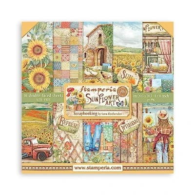 Afbeelding van 10 vellen scrapbooking zonnebloem 20,3 x cm