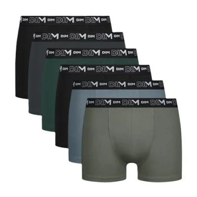 Afbeelding van DIM Katoenen stretch, ademend, optimale grip, X6, boxershorts voor heren (6 stuks), zwart/grijs/groen