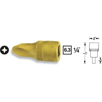 Afbeelding van Hazet 8506 PH1 Kruiskop Phillips Dopsleutel bitinzet PH 1 1/4 (6.3 mm)