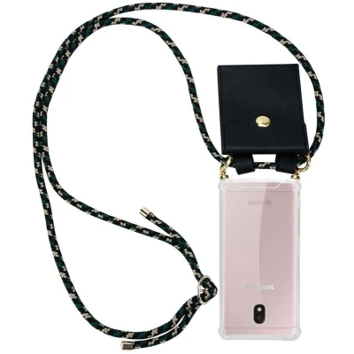 Afbeelding van Cadorabo Hoesje geschikt voor Samsung Galaxy J5 2017 in CAMOUFLAGE Silicone Mobiele telefoon ketting beschermhoes met gouden ringen, koordriem en afneembare etui