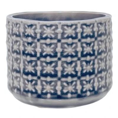 Afbeelding van Nordring Retro vintage bloempot voor kamerplanten, vetplanten, Cross S (10 cm diameter), donkergrijs, keramiek